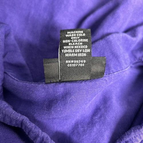 Maggie Barnes Linen/Rayon Solid Purple Short Sleeve Wooden Buttons Shirt 14/16