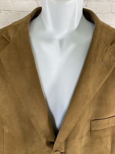 Andrew Fezza Light Brown Faux Suede 3 Button Blazer Jacket Super Soft 48 READ