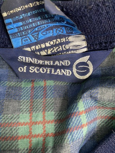 VTG Sunderland Of Scotland Blue Green Plaid Classic Pullover USGA 1894 Men’s L