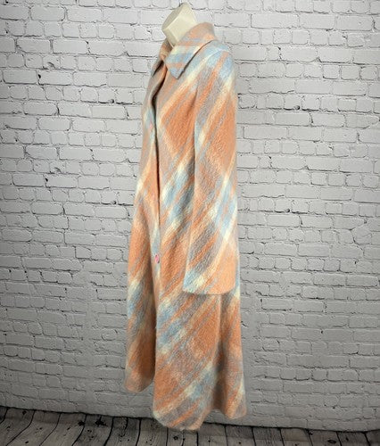 VTG Originala Peach Orange Plaid Button Lined Jacket Coat Retro Union Made M