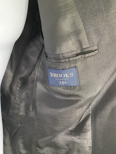 Brooks Brothers 346 Light Black Wool Glen Plaid 3 Button Jacket Blazer 39R