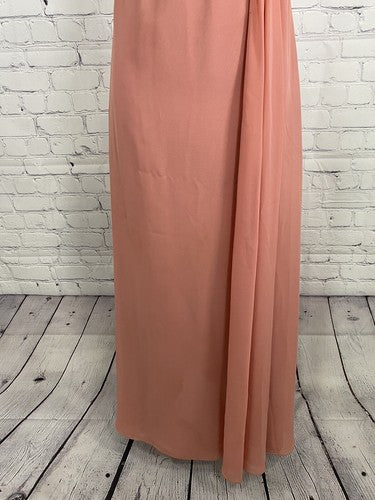 Allure Bridals Pink Strapless Back Zip Flowy Bridesmaids Prom Dress Gown Size 2