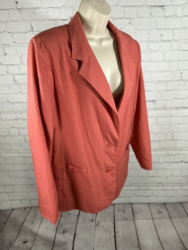 Napa Studio Coral Bitch Lapel Two Button Lined Suit Jacket Blazer Women’s 12