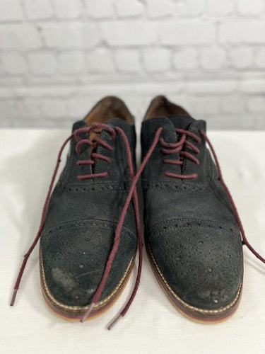 Johnston Murphy Shoes Men’s Black Cap Toe Oxfords Suede Leather Dress Shoes 8 M