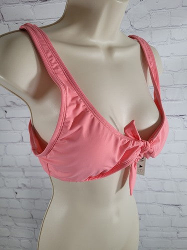 NWT The Bikini Lab Front Tie Pink Bikini Swimsuit Swim Top Beach Large L