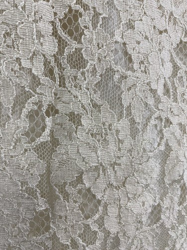 VTG Pastille Ivory Lace Cotton Blend Short Straight Pencil Skirt USA Size 8