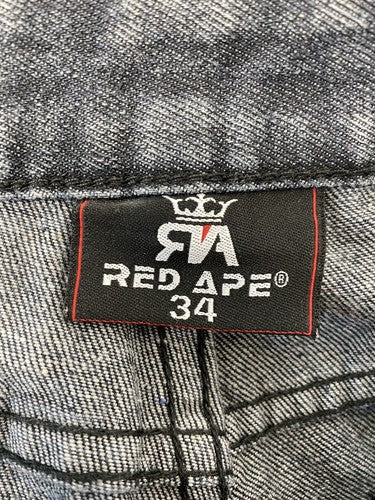 Red Ape Dirty Wash Dark Gray Distressed Long Denim Jean Shorts Men’s 34 (34x12)