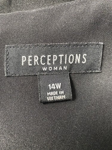 Perceptions Black Sleeveless Layered Front Square Neck Back Zip Shift Dress 14W