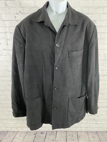 J. Ferrar Solid Black Viscose Polyester 5 Button Coat Jacket 46 *read