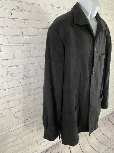 J. Ferrar Solid Black Viscose Polyester 5 Button Coat Jacket 46 *read