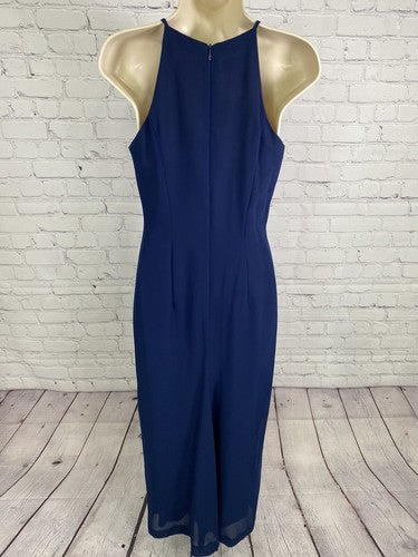 VTG Scott McClintock Petites Blue Sequined Back Zip Sleeveless Sheath Dress 4