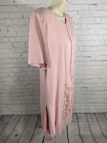 VTG Positive Attitude Layered Shoulder Pad Button Front Short Sleeve Dress 14