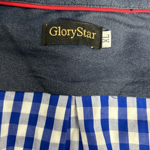 NWT Glory Star White Blue Checkered Long Sleeve Button Up Men’s Dress Shirt XL
