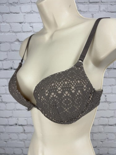 Victoria's Secret Taupe Lace Push Up Padded Underwire Bra 34C