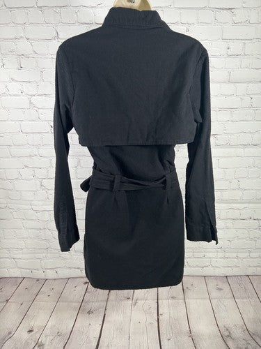 VTG Opening Ceremony Black Flannel Button Belted Light Long Jacket Women’s S