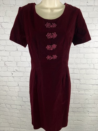 VTG My Michelle Crushed Velvet Cocktail Dress Petite Dark Burgundy 10P