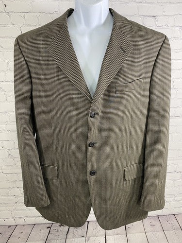 Jones New York Brown 3 Button 100% Wool Notch Lapel Jacket Blazer Sport Coat 43R