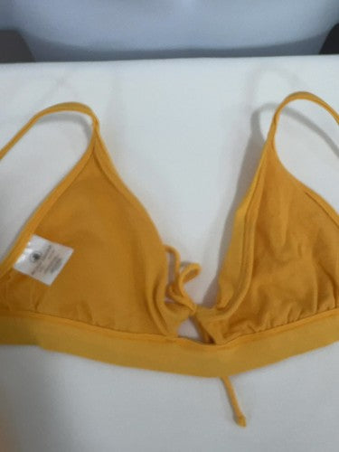 Body Glove Yellow Tie Front Adjustable Strap Triangle Bikini Swim Top S