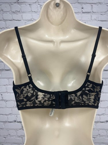 Free People Intimately Black Floral Lace Unlined Underwire Bra 34DD