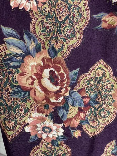 VTG Norton McNaughton Purple Floral Shoulder Pad Short Sleeve Blouse Women’s 8