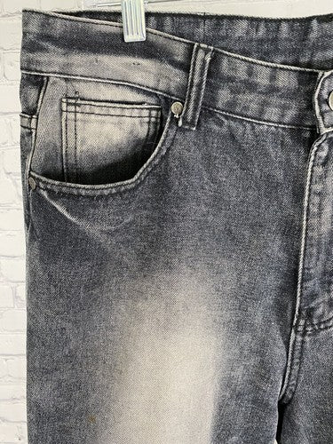 Red Ape Dirty Wash Dark Gray Distressed Long Denim Jean Shorts Men’s 34 (34x12)