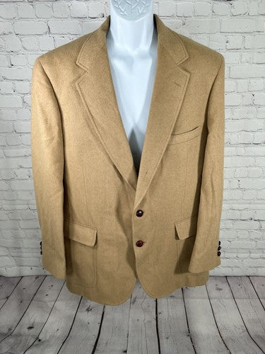 VTG Benchley Ltd Classic Collection Tan Camel Hair Two Button Blazer Jacket 44R