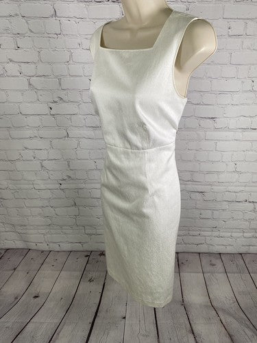 Sharagano Suits White Shift Dress Long Jacket 2 Piece Set Embroidered Beaded 12