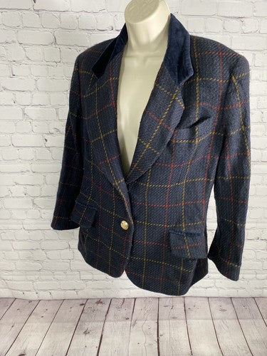 VTG I. 1981 Made In Italy Multicolored 100% Wool Gold 2 Button Blazer Women’s M