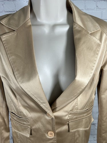 VTG Vanity Gold Tan Two Button Blazer Jacket Suit Jacket Italy Women’s Size XS