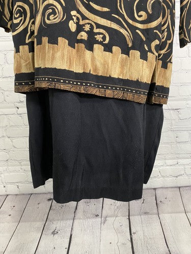 VTG KC Spencer Brown Black Shoulder Pads Layered Dress 16