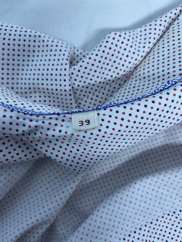 Koike Barcelona Red Polka Dot Button Down Long Sleeve Size 39 Portugal Made