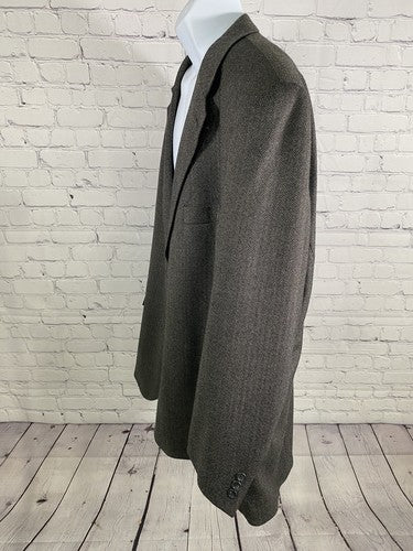 Brigadier Clothiers Wool Gray Black Herringbone Jacket Blazer Sport Coat 52R
