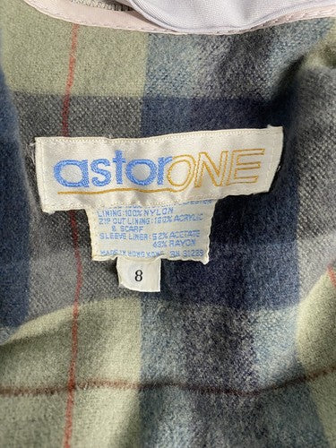 VTG AstorOne Dusty Blue/ Gray Removable Liner Double Breasted Peacoat Womens 8