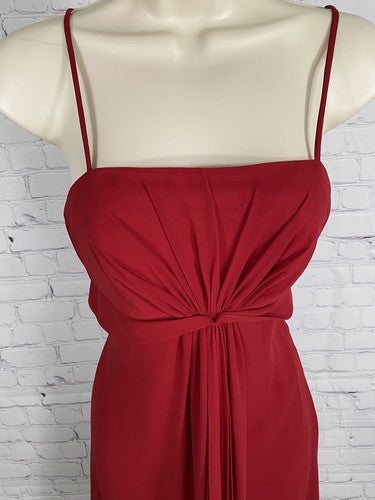 Bill Levkoff Red Pleated Front Sleeveless Midi Length Sheath Dress 4