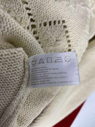 VTG By Design Essentials Ivory Pullover Oversized Cable Knit Sweater S