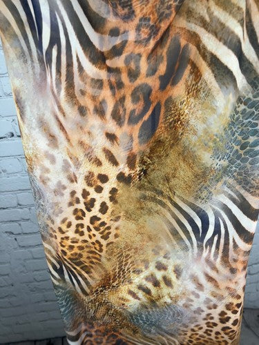 NWT White Fox Safari Chaos Animal Print Tie Straps Side Slit Midi Dress M