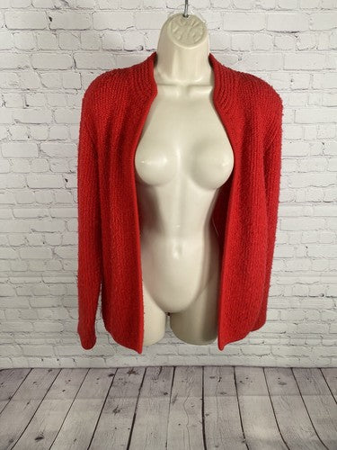 VTG Compositions Red Open Front Shoulder Padded Long Sleeve Sweater Cardigan S