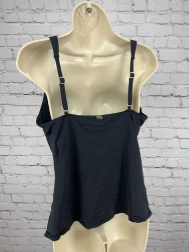 Soft Surroundings Sunsets Black Ruched Twist Front Tankini Swim Top L