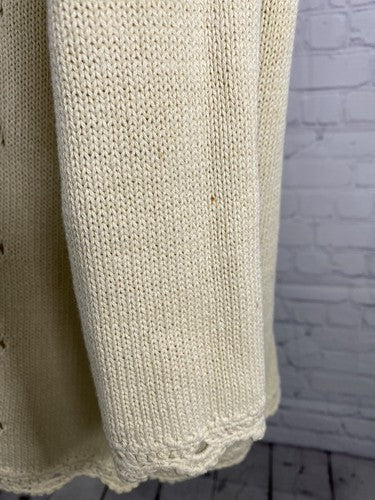 VTG By Design Essentials Ivory Pullover Oversized Cable Knit Sweater S