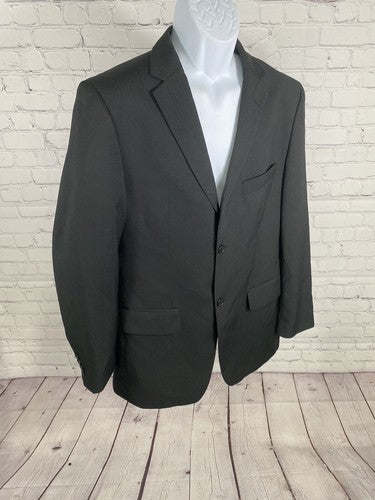 Evan Picone Black Vertical Striped Two Button Blazer Jacket Coat Men’s 40R