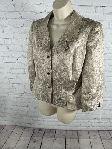 Jones New York Metallic Rose Gold Rhinestone Button Blazer Jacket Women’s 10