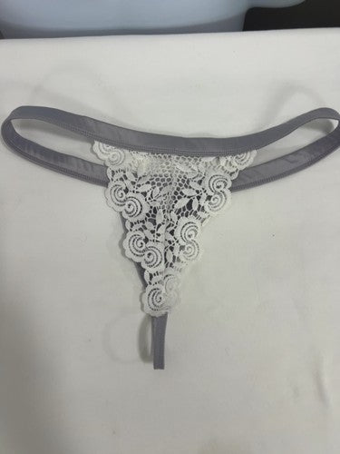 NWT Roma Confidential Silver White Lace Satin Bustier Garter Thong Set M