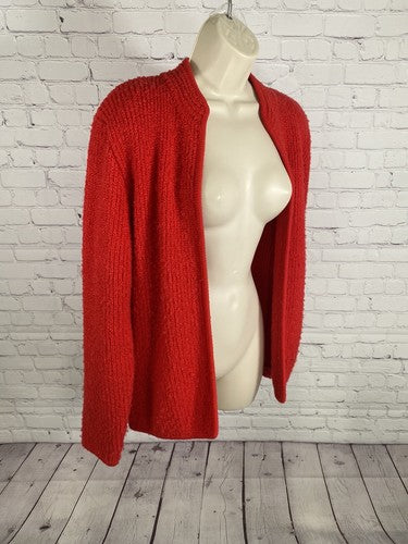 VTG Compositions Red Open Front Shoulder Padded Long Sleeve Sweater Cardigan S