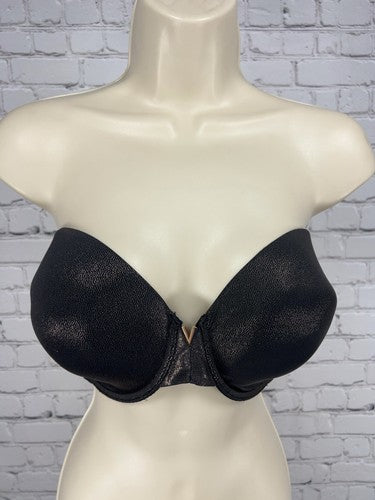 Victoria's Secret Black Rose Gold Shimmer Strapless Underwire Bra 38DD