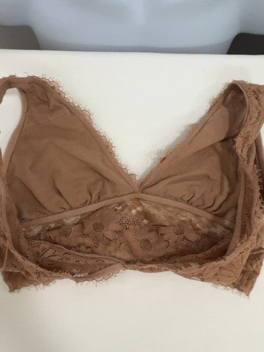 Aerie Tan Floral Lace Lined Plunge V Neck Bralette Bra M
