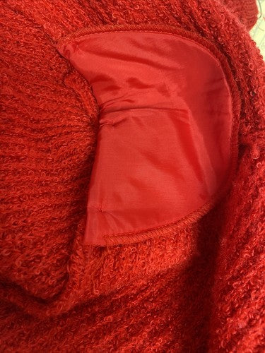 VTG Compositions Red Open Front Shoulder Padded Long Sleeve Sweater Cardigan S