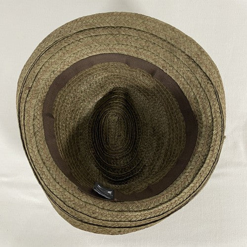 August 100% Paper Beaded Brown/ Green Narrow Brim Hat One Size