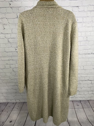 KLD Brown Long Sleeve Open Front Cable Knit Sweater Cardigan With Pockets M
