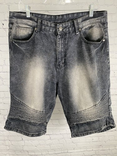 Red Ape Dirty Wash Dark Gray Distressed Long Denim Jean Shorts Men’s 34 (34x12)