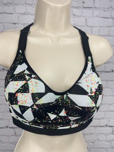 Victoria Sport Incredible Black White Geo Print Racerback Sports Bra 36C